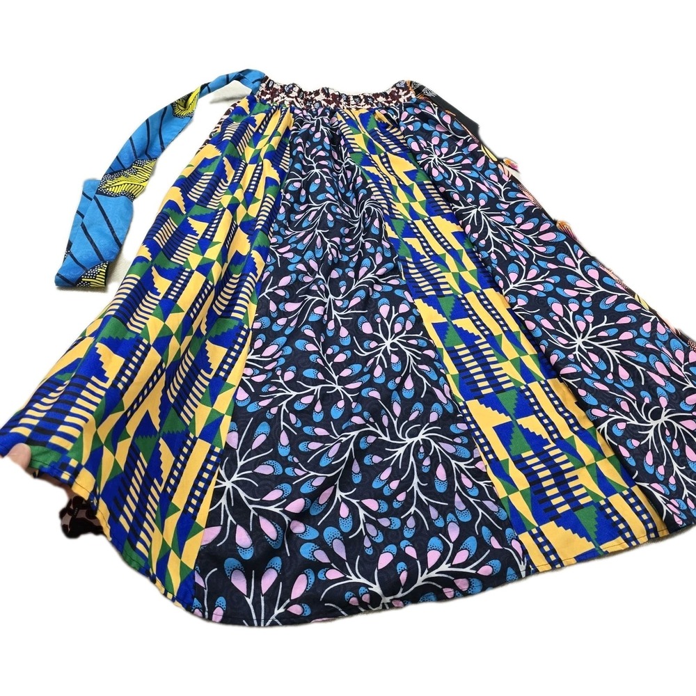 Shenbolen Patchwork African Wax Print Maxi Skirt Colorful Ankara Long Skirt
